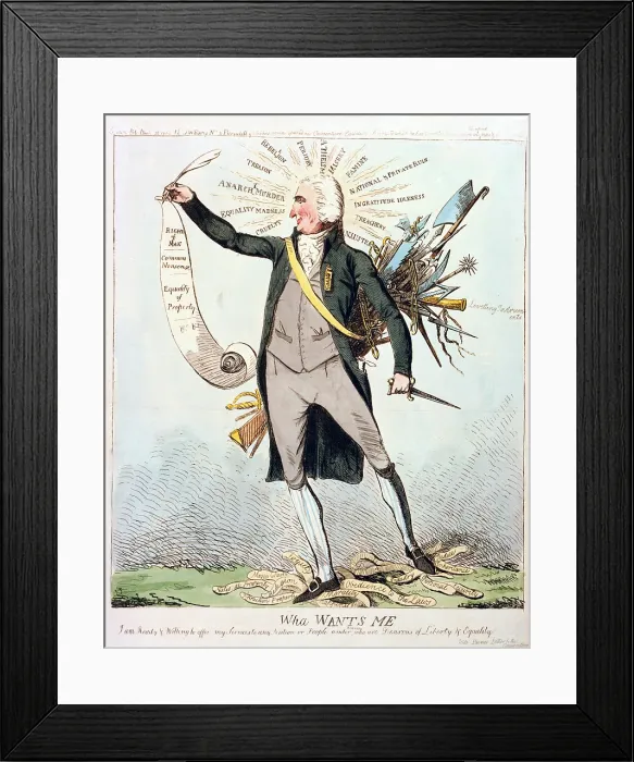 Framed Print : Thomas Paine's (1737-1809) support of the French Revolution is satirized in a 1792 British cartoon Framed Print : Thomas Paine's (1737-1809) support of the French Revolution is satirized in a 1792 British cartoon