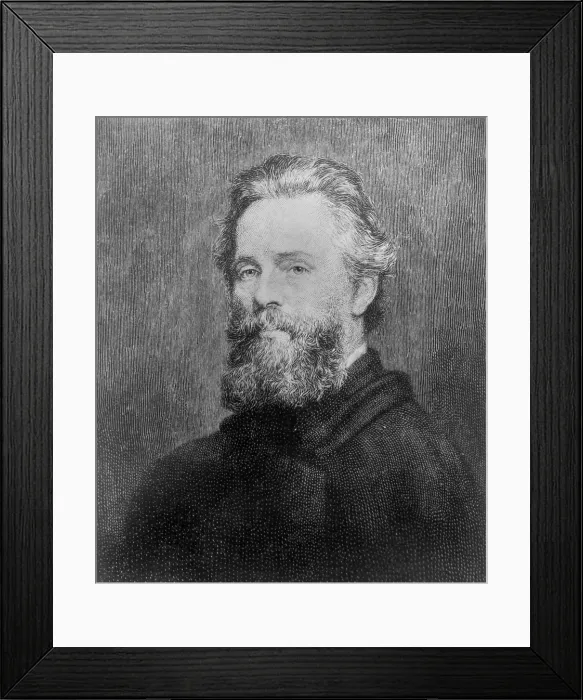Framed Print : Herman Melville (1819-91) American poet and novelist, best known for 'Moby Dick, ' now a classic, but was unheralded when published in 1850