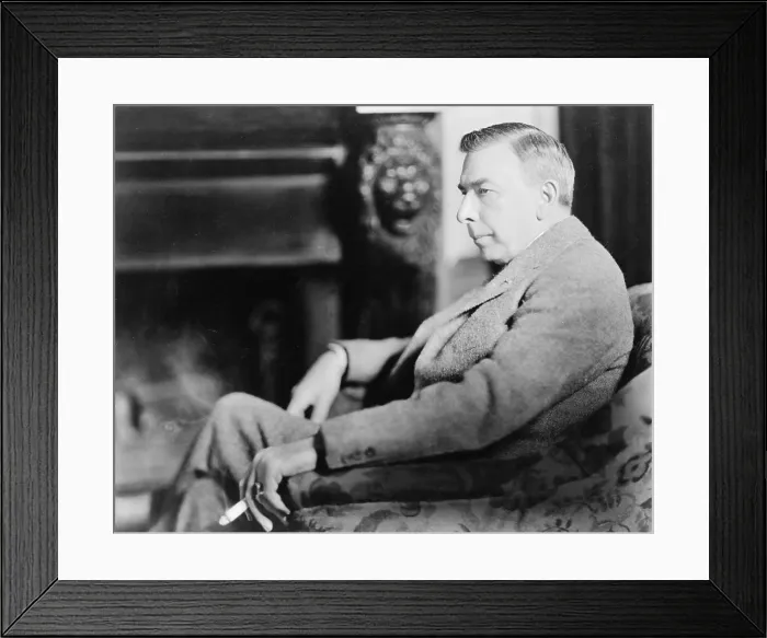 Framed Print : Booth Tarkington (1869-1946) American novelist, who set many of his works in the Midwest. His 1918 novel, 'The Magnificent Ambersons' was filmed by Orson Welles in 1941