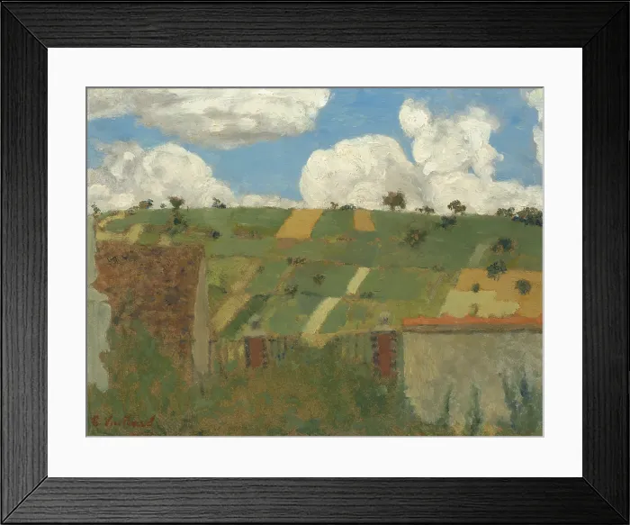 Framed Print : Landscape of the Ile-de-France, by Edouard Vuillard, 1894, French painting, oil on cardboard. This stylized landscape is from Vuillard's Nabis paintings of the 1890s