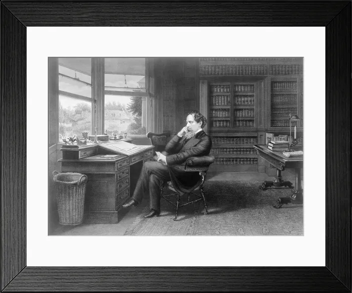 Framed Print : Charles Dickens (1812-1870) in his study at Gad's Hill Place Framed Print : Charles Dickens (1812-1870) in his study at Gad's Hill Place