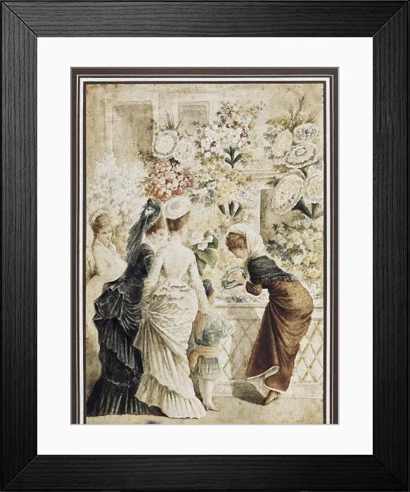 Framed Print : Rambla de las Flors (Rambla of Flowers) of Barcelona in 1880. Romanticism. Oil on canvas. SPAIN. Barcelona. Barcelona City History Museum. AISA / Everett Collection**US SALES ONLY**