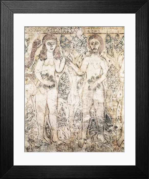 Framed Print : Adam and Eve. 10th c. Coptic art. Fresco. EGYPT. Cairo. Coptic Museum. Proc: EGYPT. Al-Fayum. - BeBa / Iberfoto / Everett Collection (206598)**US SALES ONLY**