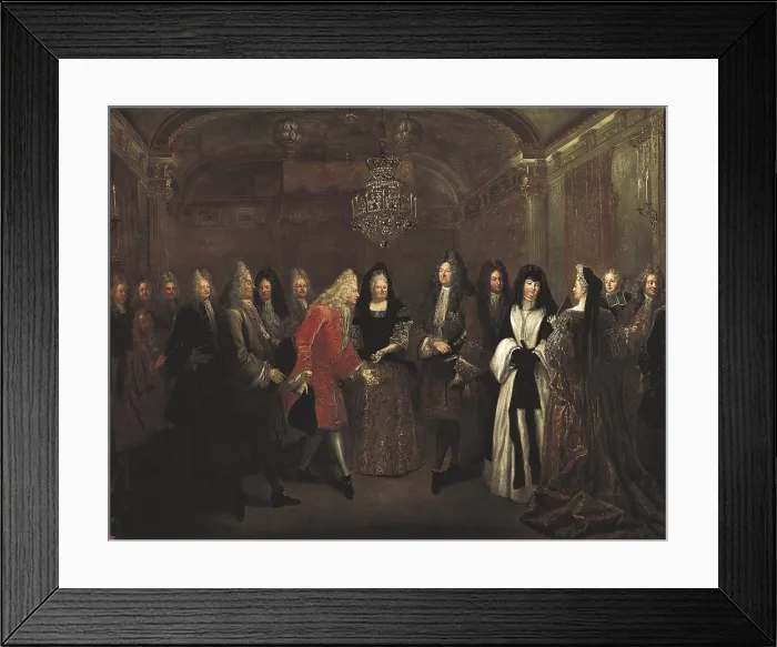 Framed Print : SILVESTRE, Louis, called 'the Younger' (1675-1760). Louis XIV receives in Fontainebleau the Prince Elector of Saxony. September 27th, 1714. Baroque art. Oil on canvas