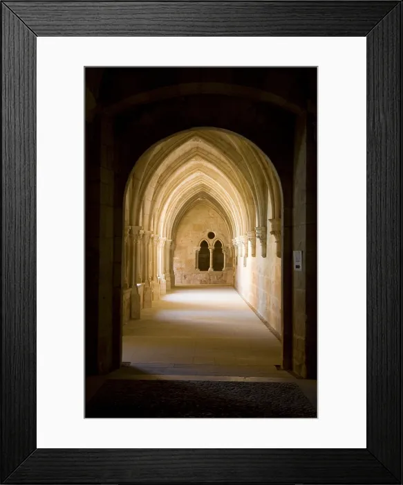Framed Print : SPAIN. Santa Maria de Huerta. Monastery of Santa Maria de Huerta. East side of the cloister (Claustro de los Caballeros). Cistercian art. Architecture