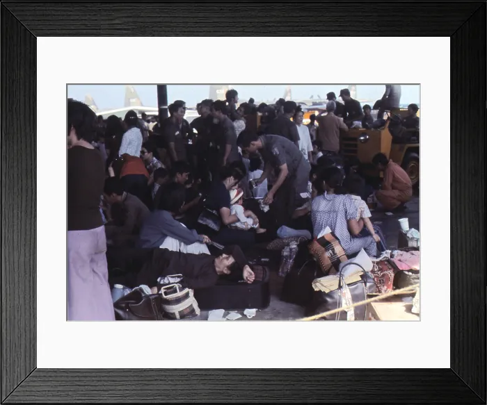 Framed Print : Vietnam War. The air evacuation of siege-stricken Vietnamese from Saigon to the U.S. was conducted after the Babylift operation