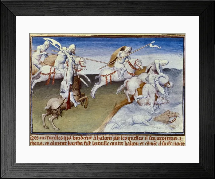 Framed Print : KUBLAI KHAN (1215-1294). Mongol Emperor from 1260 to 1294.; Polo, Marco (1254-1324). Venetian traveller. Manuscript edition in French (14th c.) Framed Print : KUBLAI KHAN (1215-1294). Mongol Emperor from 1260 to 1294.; Polo, Marco (1254-1324). Venetian traveller. Manuscript edition in French (14th c.)