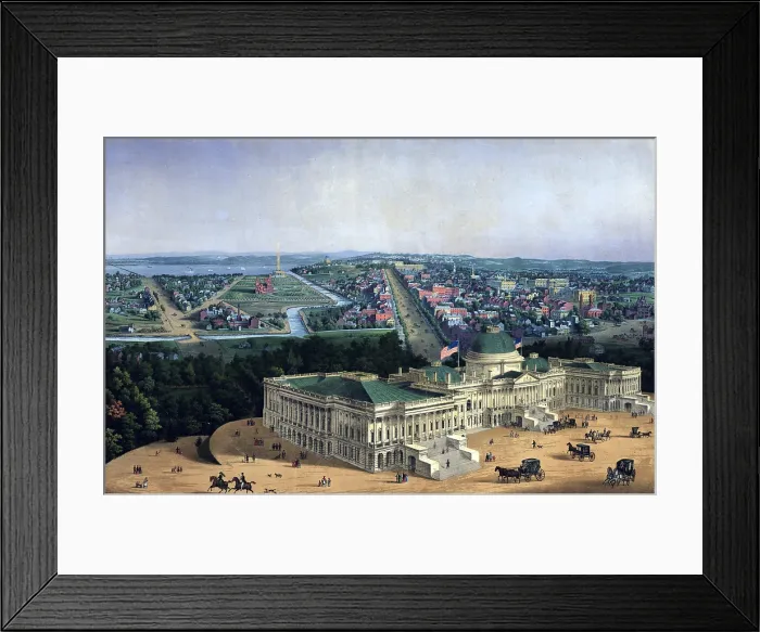Framed Print : Washington D.C. and U.S. Capitol, looking west toward the Mall and Pennsylvania Avenue, 1856 Framed Print : Washington D.C. and U.S. Capitol, looking west toward the Mall and Pennsylvania Avenue, 1856