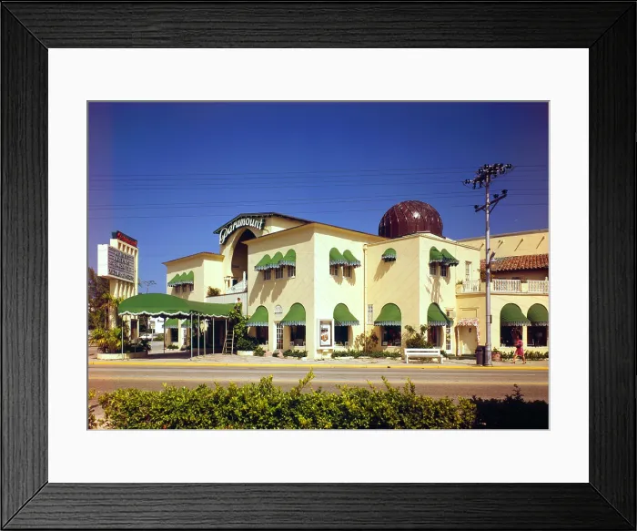 Framed Print : Movie Theaters, the Paramount Theatre, exterior, built in 1926, Sunrise Avenue & North County Road, Palm Beach, Florida, circa 1970s