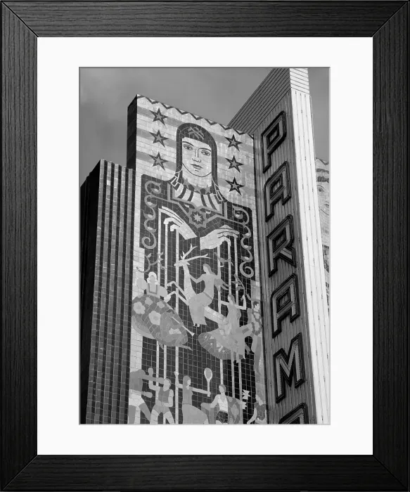 Framed Print : Movie Theaters, The Paramount Theatre, detail of facade, exterior, 2025 Broadway, Oakland, California, circa 1932 Framed Print : Movie Theaters, The Paramount Theatre, detail of facade, exterior, 2025 Broadway, Oakland, California, circa 1932