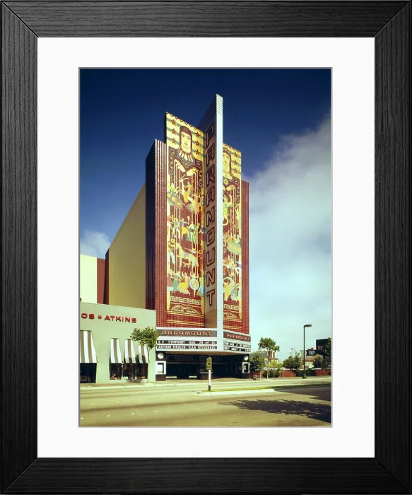 Framed Print : Movie Theaters, The Paramount Theatre, Arthur Fiedler, Ella Fitzgerald, Count Basie on marquee, exterior, 2025 Broadway, Oakland, California, circa 1970s