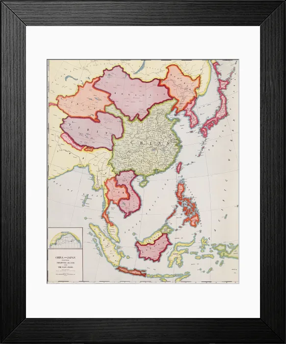 Framed Print : 1932 map of east Asia, showing nations that would become targets of Japanese expansion and invasion in the Sino-Japanese War and World War II