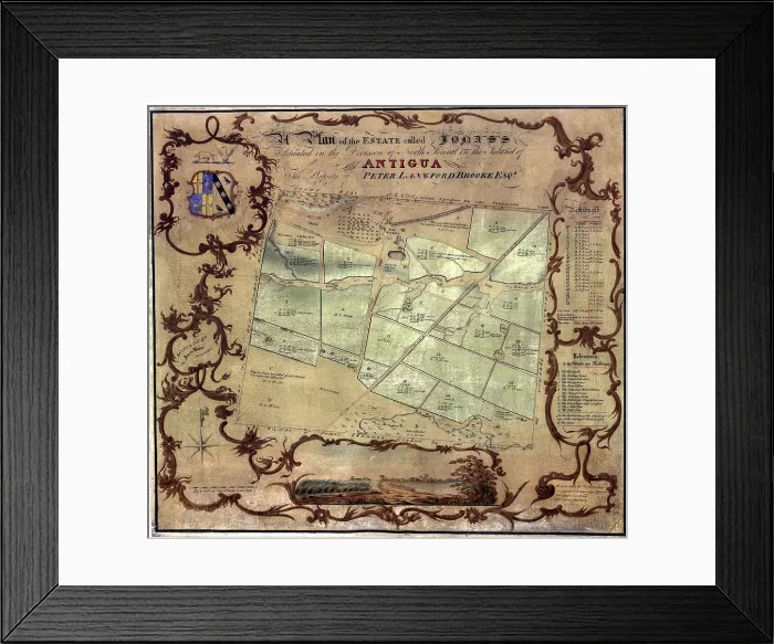 Framed Print : A plan of an English colonist's estate called in the island of Antigua Framed Print : A plan of an English colonist's estate called in the island of Antigua
