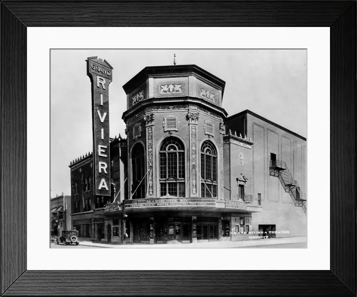 Framed Print : Movie Theaters, the Grand Riviera Theatre, the marquee reads: Gala Grand Opening Week Featuring Robert Morton Orchestra Pipe Organ, 9222 Grand River Avenue, Detroit