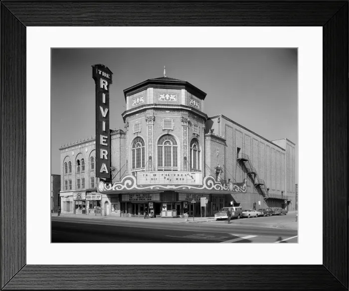 Framed Print : Movie Theaters, the Grand Riviera Theatre, the theater is showing a triple feature: SALT AND PEPPER, THE EXECUTIONER, MACHINE GUN MCCAIN, 9222 Grand River Avenue, Detroit