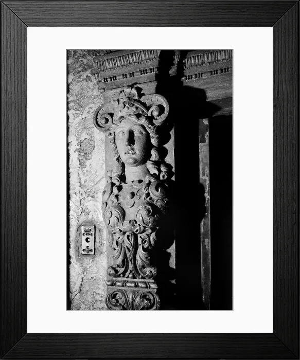 Framed Print : Movie Theaters, Loew's Theatre, detail of plaster figure in upper level of lobby, designed by John Eberson, an example of Churrigueresque design, 625 South Fourth Street