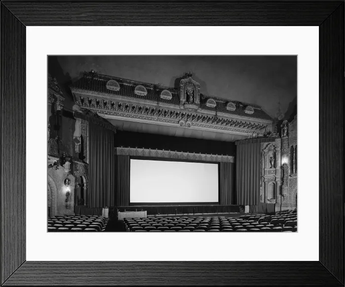 Framed Print : Movie Theaters, Loew's Theatre, view of stage, designed by John Eberson, an example of Churrigueresque design, 625 South Fourth Street, Louisville, Kentucky, circa 1928