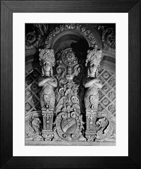 Framed Print : Movie Theaters, Loew's Theatre, detail of plaster figures, designed by John Eberson, an example of Churrigueresque design, 625 South Fourth Street, Louisville, Kentucky