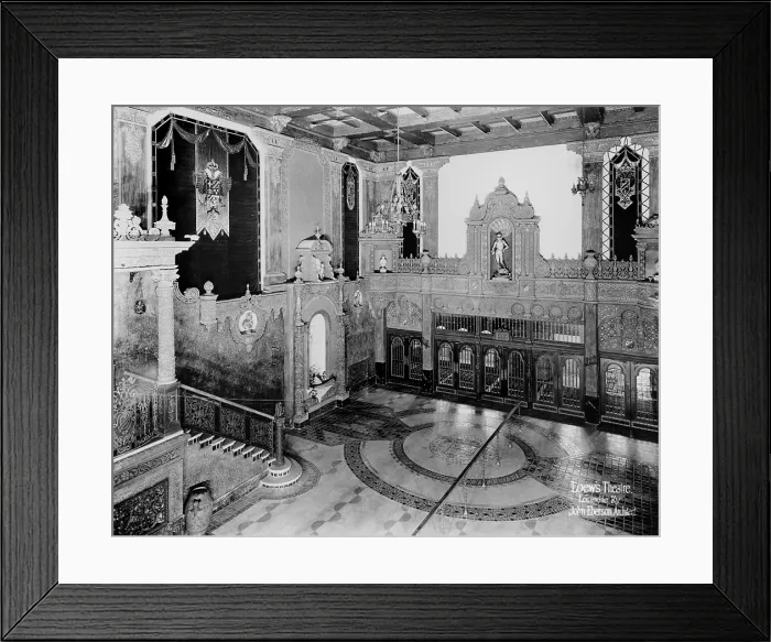 Framed Print : Movie Theaters, Loew's Theatre, view of lobby, designed by John Eberson, an example of Churrigueresque design, 625 South Fourth Street, Louisville, Kentucky, circa August