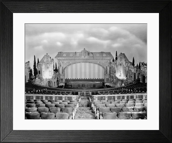 Framed Print : Movie Theaters, Loew's Theatre, view of center stage, designed by John Eberson, an example of Churrigueresque design, 625 South Fourth Street, Louisville, Kentucky, circa 1928 Framed Print : Movie Theaters, Loew's Theatre, view of center stage, designed by John Eberson, an example of Churrigueresque design, 625 South Fourth Street, Louisville, Kentucky, circa 1928