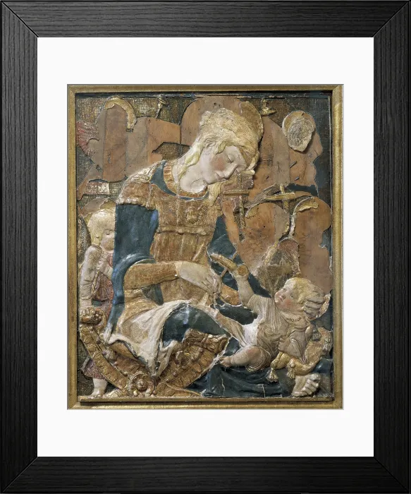 Framed Print : DONATELLO, Donato de Betto Bardi, called (1386-1466). Madonna and Child. s.XV. Attributed work. Renaissance art. Quattrocento. Florentine school. Terra-cotta. ITALY. Florence Framed Print : DONATELLO, Donato de Betto Bardi, called (1386-1466). Madonna and Child. s.XV. Attributed work. Renaissance art. Quattrocento. Florentine school. Terra-cotta. ITALY. Florence