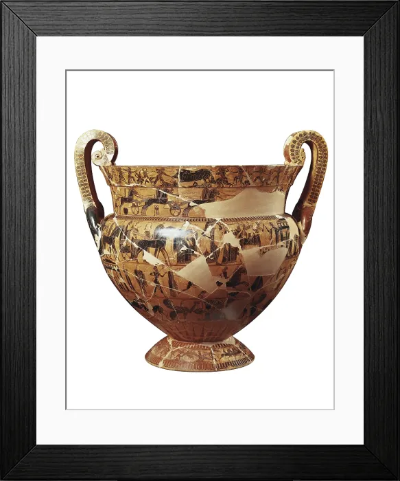 Framed Print : Franois Vase. 570 BC. Black-figure Attic volute krater, made by the potter Ergotimos and the painter Klitias. Archaic Greek art. Ceramics. ITALY. Florence Framed Print : Franois Vase. 570 BC. Black-figure Attic volute krater, made by the potter Ergotimos and the painter Klitias. Archaic Greek art. Ceramics. ITALY. Florence