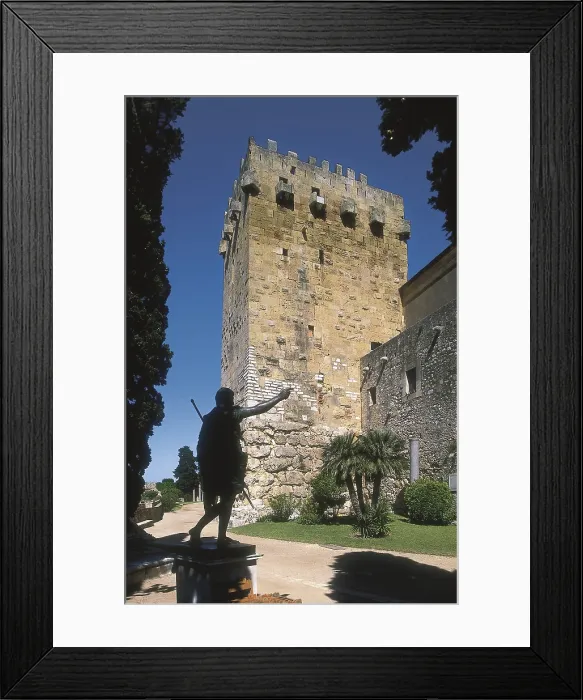 Framed Print : SPAIN. CATALONIA. TARRAGONA. Tarragona. Roman walls. Archbishop's Tower (14th c.) and bronze statue of August. Architecture. AISA / Everett Collection**US SALES ONLY**