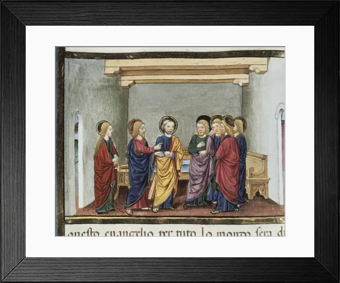 Framed Print : DE PREDIS, Cristoforo (1440-1486). Stories of Saint Joachim, Saint Anne, Virgin Mary, Jesus, the Baptist and the End of the World. 1476