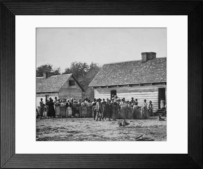 Framed Print : Group of slaves on J.J. Smith's plantation in Beaufort, South Carolina liberated after Union forces captured Beaufort and surrounding areas in late 1861 Framed Print : Group of slaves on J.J. Smith's plantation in Beaufort, South Carolina liberated after Union forces captured Beaufort and surrounding areas in late 1861