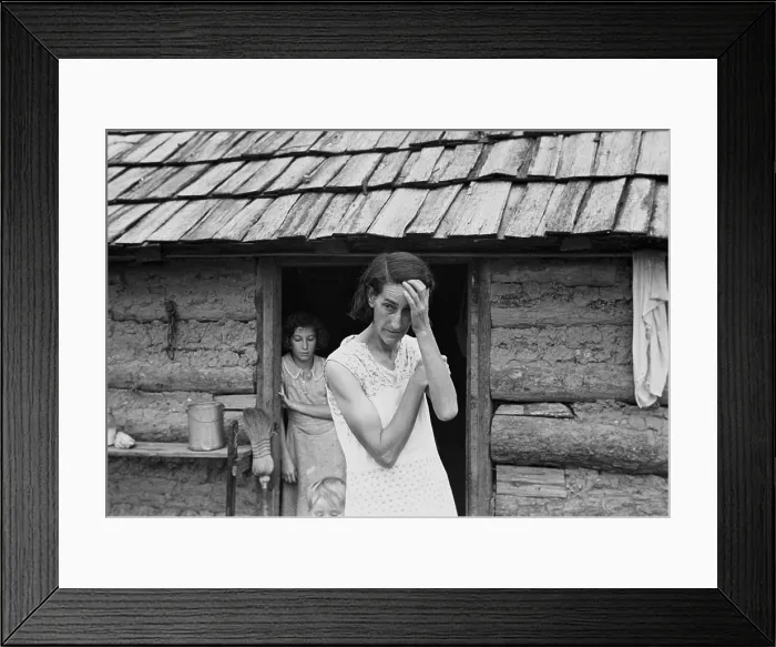 Framed Print : The family of poor farmer in Boone County, Arkansas. Since the end of the World War I agricultural boom, farmers struggled against debt and low prices