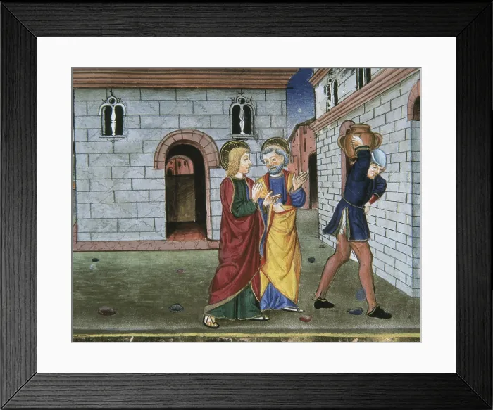 Framed Print : DE PREDIS, Cristoforo (1440-1486). Stories of Saint Joachim, Saint Anne, Virgin Mary, Jesus, the Baptist and the End of the World. 1476