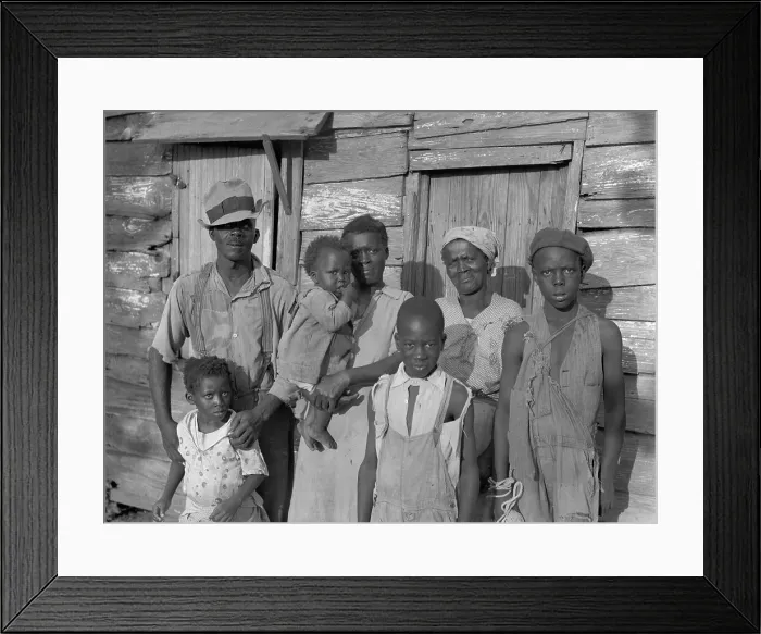 Framed Print : Lewis Hinter, an African American farmer with his family on Lady's Island off Beaufort, South Carolina, in 1936 photo by Carl Mydans Framed Print : Lewis Hinter, an African American farmer with his family on Lady's Island off Beaufort, South Carolina, in 1936 photo by Carl Mydans