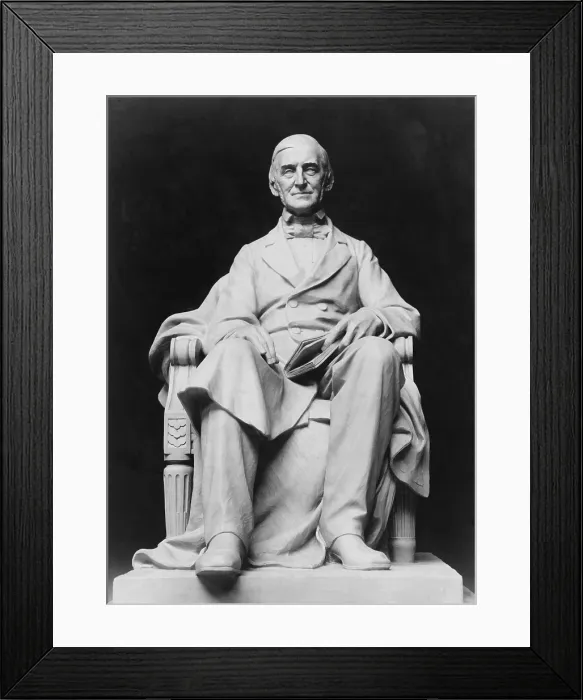 Framed Print : Ralph Waldo Emerson (1803-82) depicted in a portrait sculpture (ca. 1905) by Frank Duveneck (1848-1919)