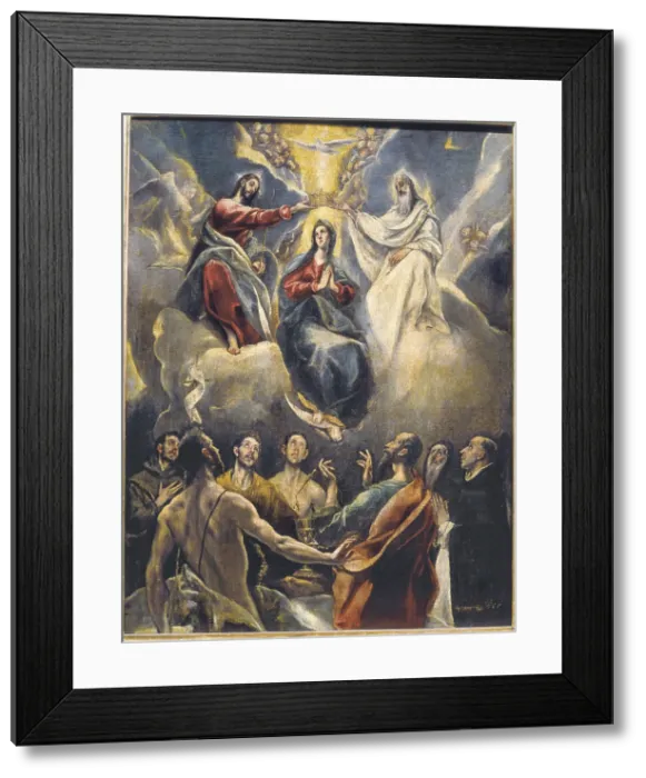 Framed Print : Greco, Domnikos Theotokpoulos, called El (1541-1614). Coronation of the Virgin. 1591 - 1592. Mannerism art. Oil on canvas. SPAIN. Guadalupe