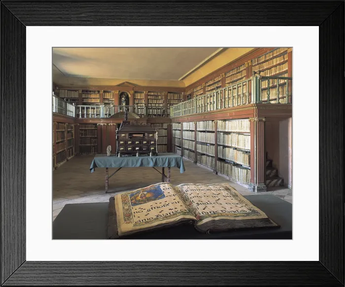 Framed Print : Monastery of Yuso. 16th c.-17th c. SPAIN. LA RIOJA. San Milln de la Cogolla. Monastery of San Milln de Yuso. Monastic library. Renaissance art. Architecture