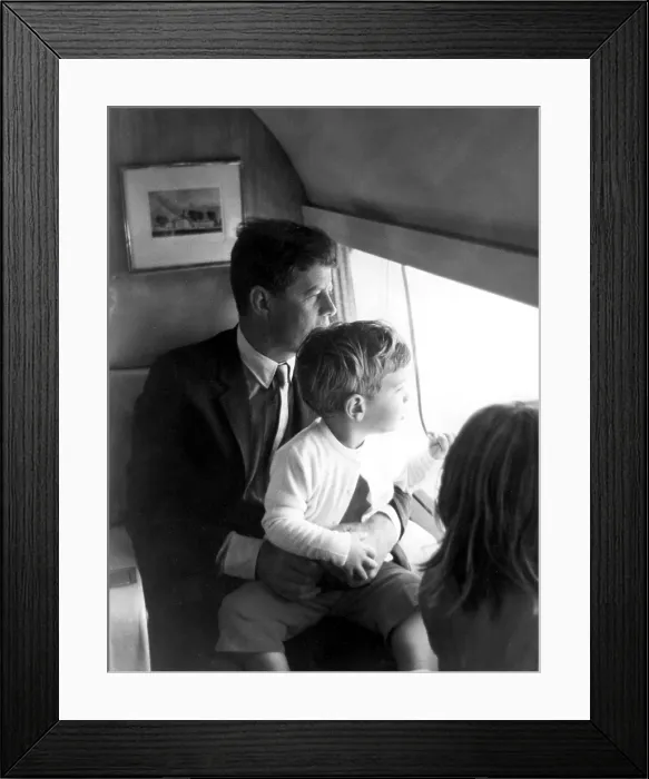 Framed Print : JOHN F. KENNEDY and his children, John Jr. and Caroline. Undated.. Courtesy: CSU Archives  /  Everett Collection