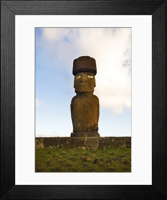 Framed Print : CHILE. VALPARAISO. Ahu Ko Te Riku. Easter Island. Rapa Nui National Park. Moai with its original stone hat. The eyes have been restored