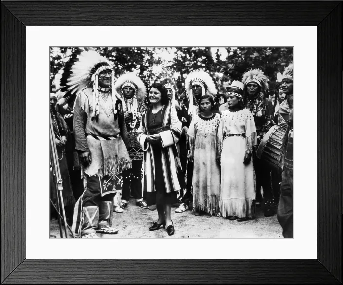 Framed Print : Jim Thorpe (left) and Ann Ross meet with Native Americans to protest black and Mexican actors representing themselves as Native Americans in films, 1932 Framed Print : Jim Thorpe (left) and Ann Ross meet with Native Americans to protest black and Mexican actors representing themselves as Native Americans in films, 1932