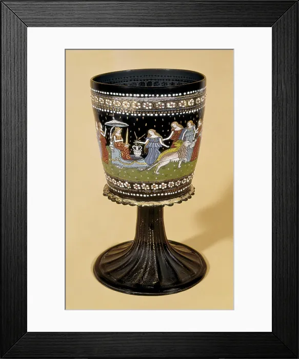 Framed Print : Cup of enamelled glass (15th c.). Renaissance art. Glass and Crystal. ITALY. Florence. Bargello National Museum. Proc: ITALY. Venice. Murano