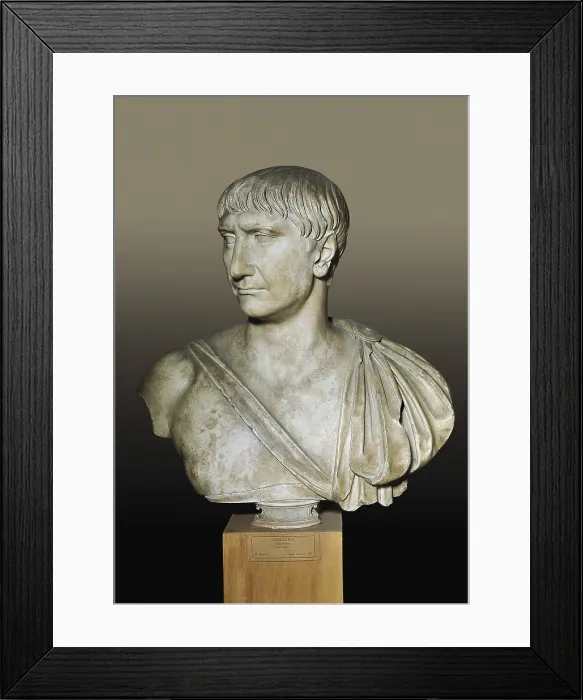 Framed Print : Bust of the Emperor Trajan. 2nd c. Roman art. Early Empire. Sculpture on marble. ITALY. Venice. Archaeological Museum. - BeBa / Iberfoto / Everett Collection (102844)**US SALES ONLY**