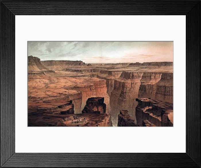 Framed Print : 1882 view of the Grand Canyon from a US Government atlas. US government sponsored exploration of the geography, geology, botany, and ethnology of the area