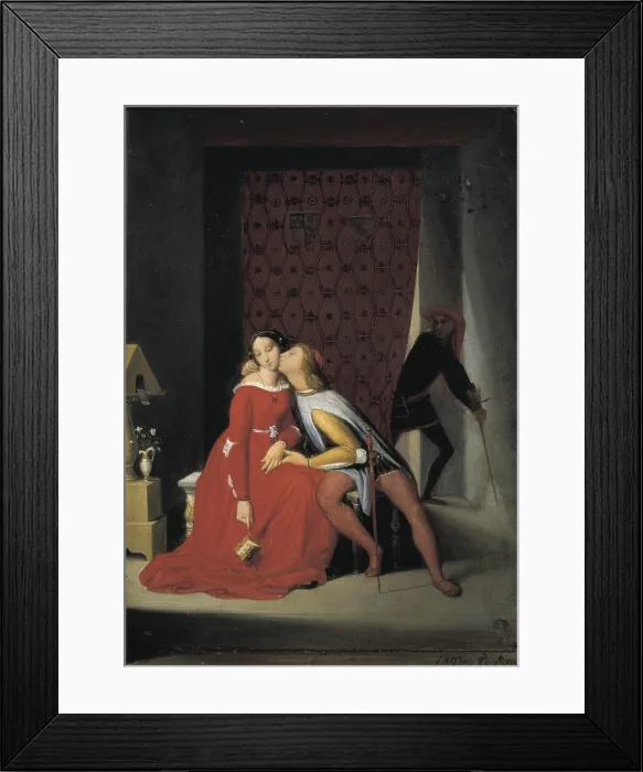 Framed Print : INGRES, Jean-Auguste-Dominique (1780-1867). Francesca da Rimini and Paolo Malatesta. beg. 19th c. Episode of Dante's Divine Comedy. Neoclassicism. Oil on canvas. FRANCE