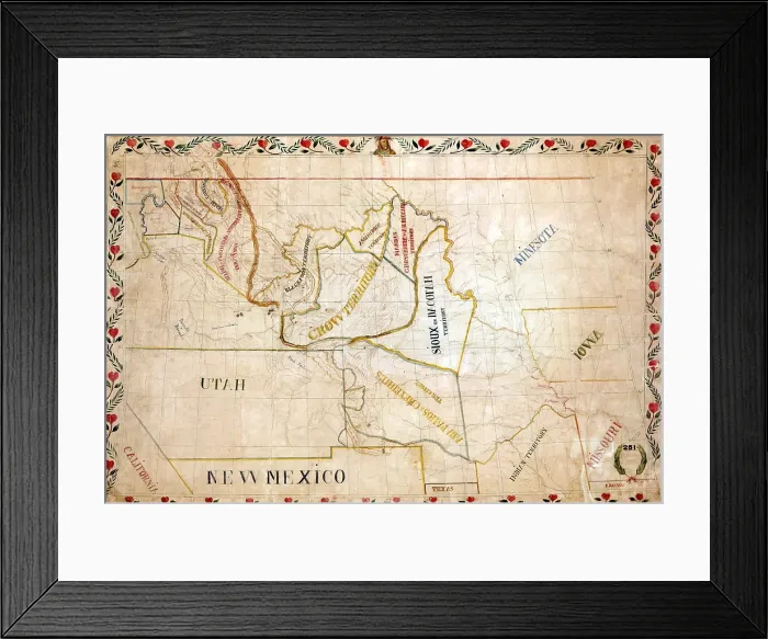 Framed Print : 1851 map of the upper Great Plains and Rocky Mountains region shows territories of various North American Indian tribes