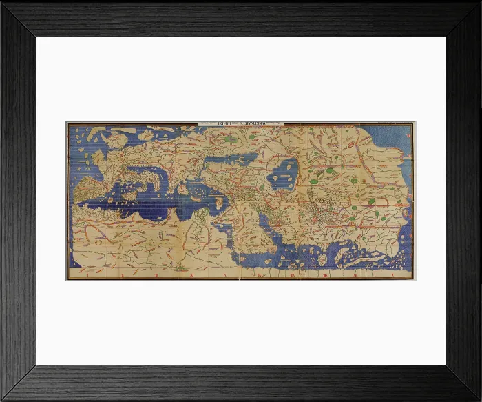 Framed Print : 1154, Charta Rogeriana, an Arabian medieval world map by geographer al-Idrisi (1099-1166), integrates contemporary geographic knowledge with that of Ptolemy (100-170) Framed Print : 1154, Charta Rogeriana, an Arabian medieval world map by geographer al-Idrisi (1099-1166), integrates contemporary geographic knowledge with that of Ptolemy (100-170)