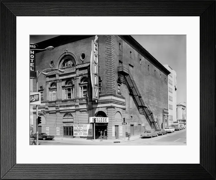 Framed Print : Theaters, The Standard Theatre, The Marx Brothers, Humphrey Bogart, Sally Rand, and Gypsy Rose Lee performed here, built in 1900, closed 1932, 300 West 12th Street, Kansas City