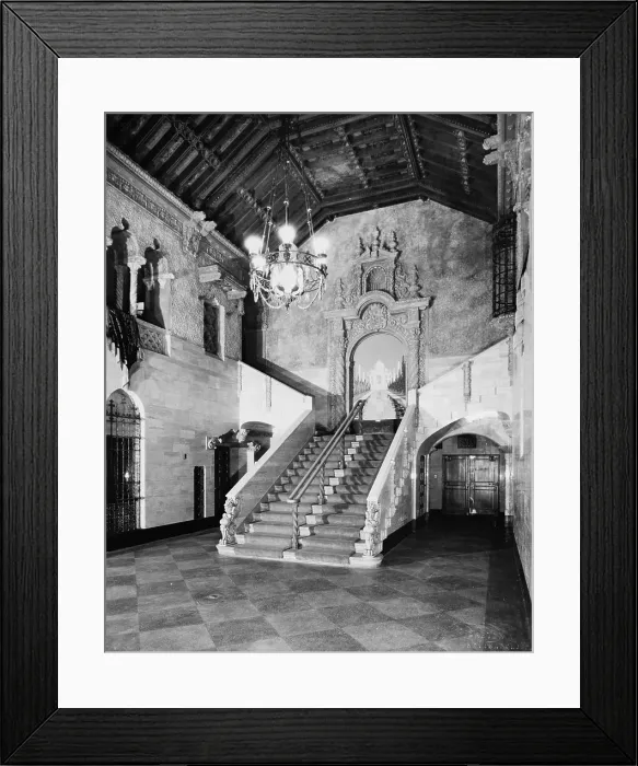 Framed Print : Movie theaters, The Indiana Theatre, stairway, 134 West Washington Street, Indianapolis, Indiana, photograph by Koehne E. Bretzman, circa 1927