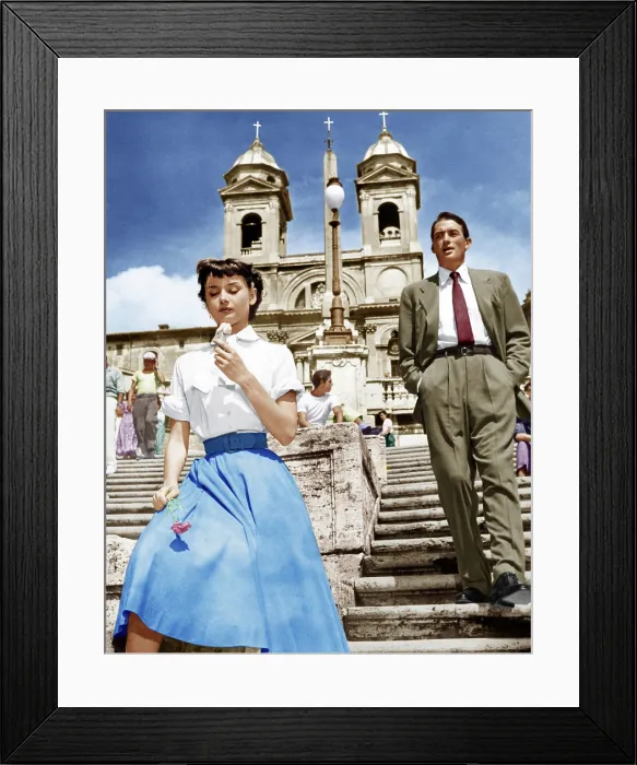 Framed Print : ROMAN HOLIDAY, from left: Audrey Hepburn, Gregory Peck, 1953