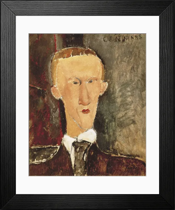 Framed Print : MODIGLIANI, Amedeo (1884-1920). Portrait of Blaise Cendrars. 1918. Oil on cardboard. Oil. Private Collection. AISA / Everett Collection**US SALES ONLY**