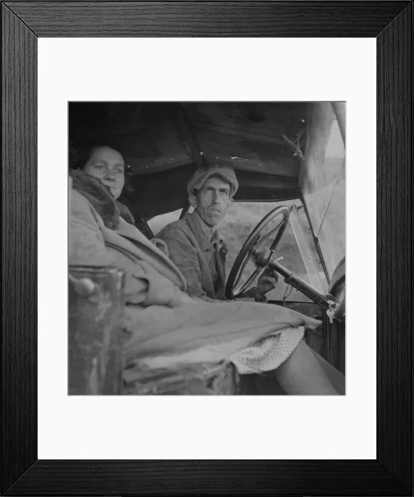 Framed Print : Missouri farmer, displaced by the farm crisis of the Great Depression, in California seeking work as migratory farm laborer. February 1936 photo by Dorothea Lange