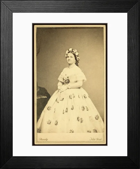 Framed Print : Mary Todd Lincoln (1818-1882), in her year as First Lady, 1861. Photography by Mathew Brady